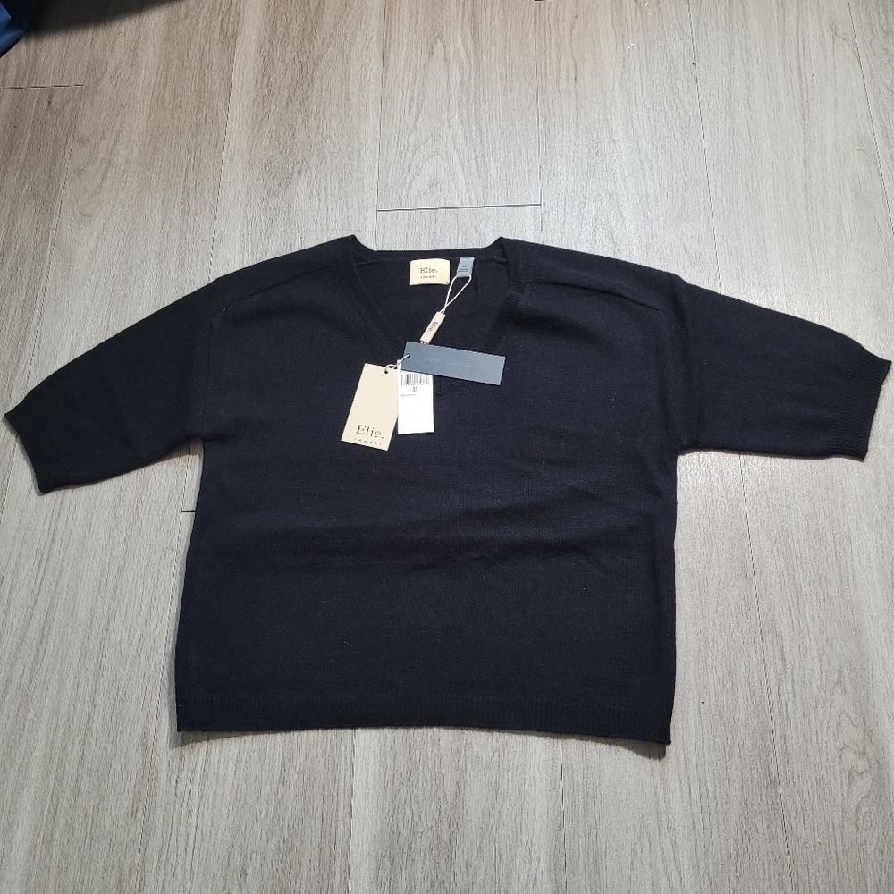 Black Elbow Sleeve Cashmere Sweater